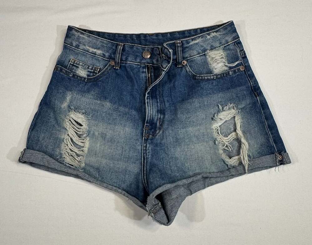 Farm Rio Denim Shorts Size 40 Blue Distressed Cutoff